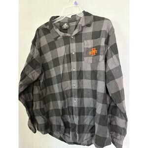 Colosseum Iowa State Flannel Shirt Men’s 2XL Gray Black Check Button Up